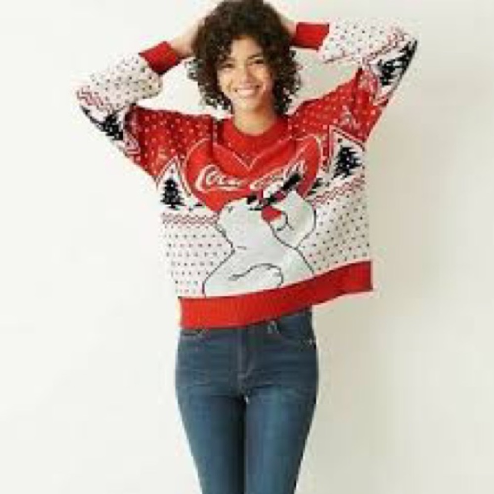 COCOA COLA polar bear holiday knit sweater XL
